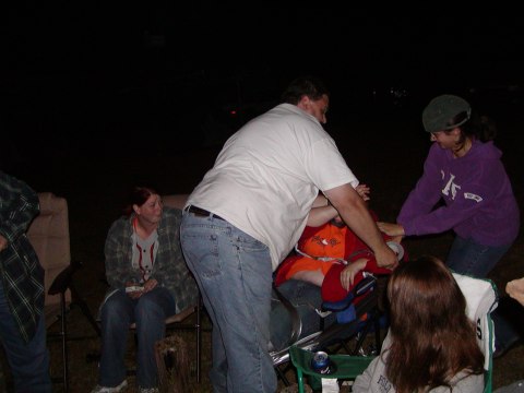 Shelley gives Rob tips on how to better tape Tessa up.