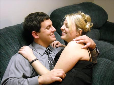 Right after a friend's wedding n Iowa!  (In Tausha's basement)