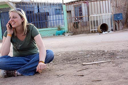 Amy calling student's parents after the 7.2 Earthquake in Mexicali this last Easter! (Don't worry...the phone bill only totalled $350!)